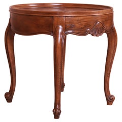 Retro Baker Furniture French Provincial Louis XV Carved Oak Tea Table, Circa 1960s
