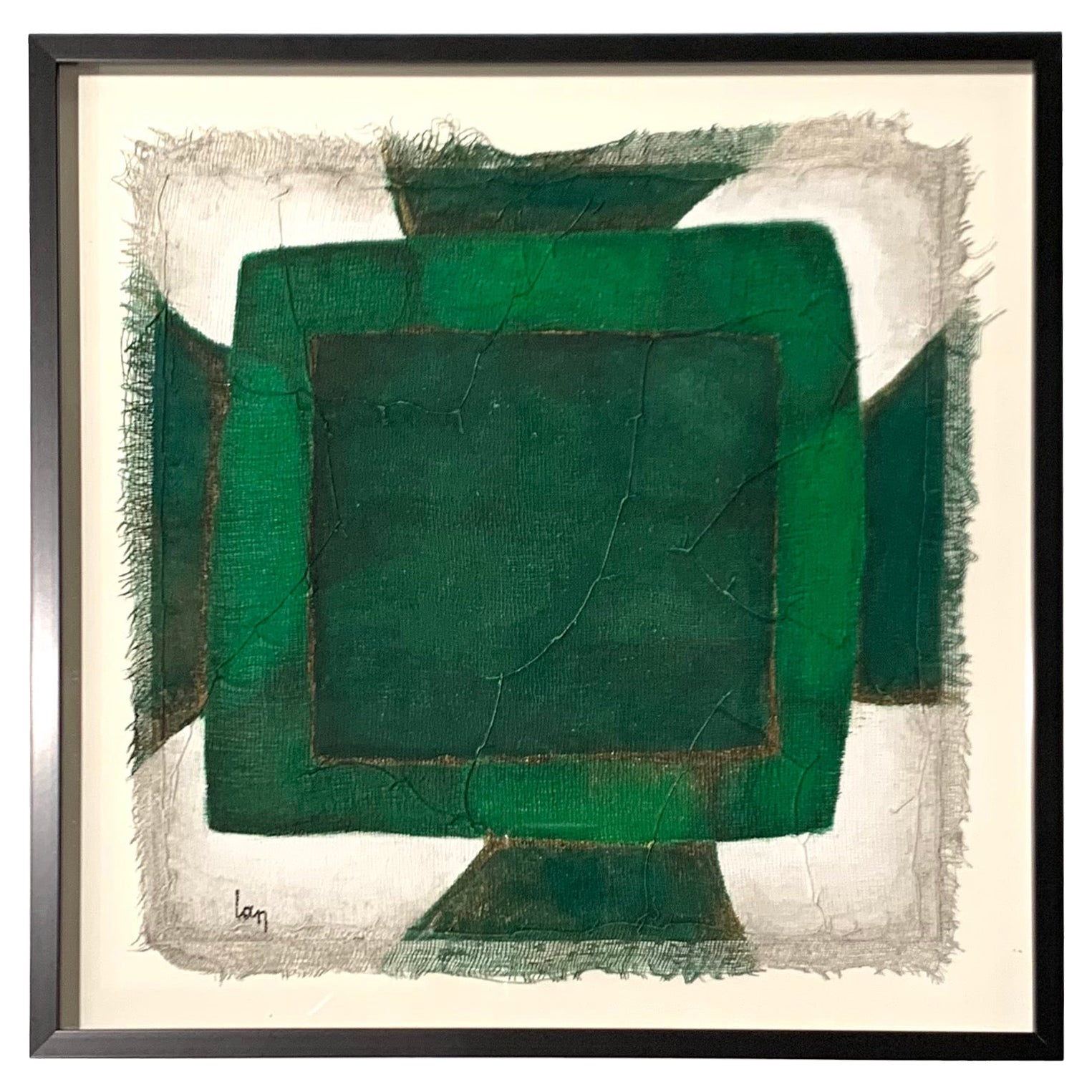 Green, White, Black Painting by Artist Diane Petry, Contemporary