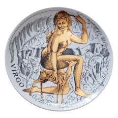 Piero Fornasetti Zodiac Porcelain Plate, Virgo, Dated 1969