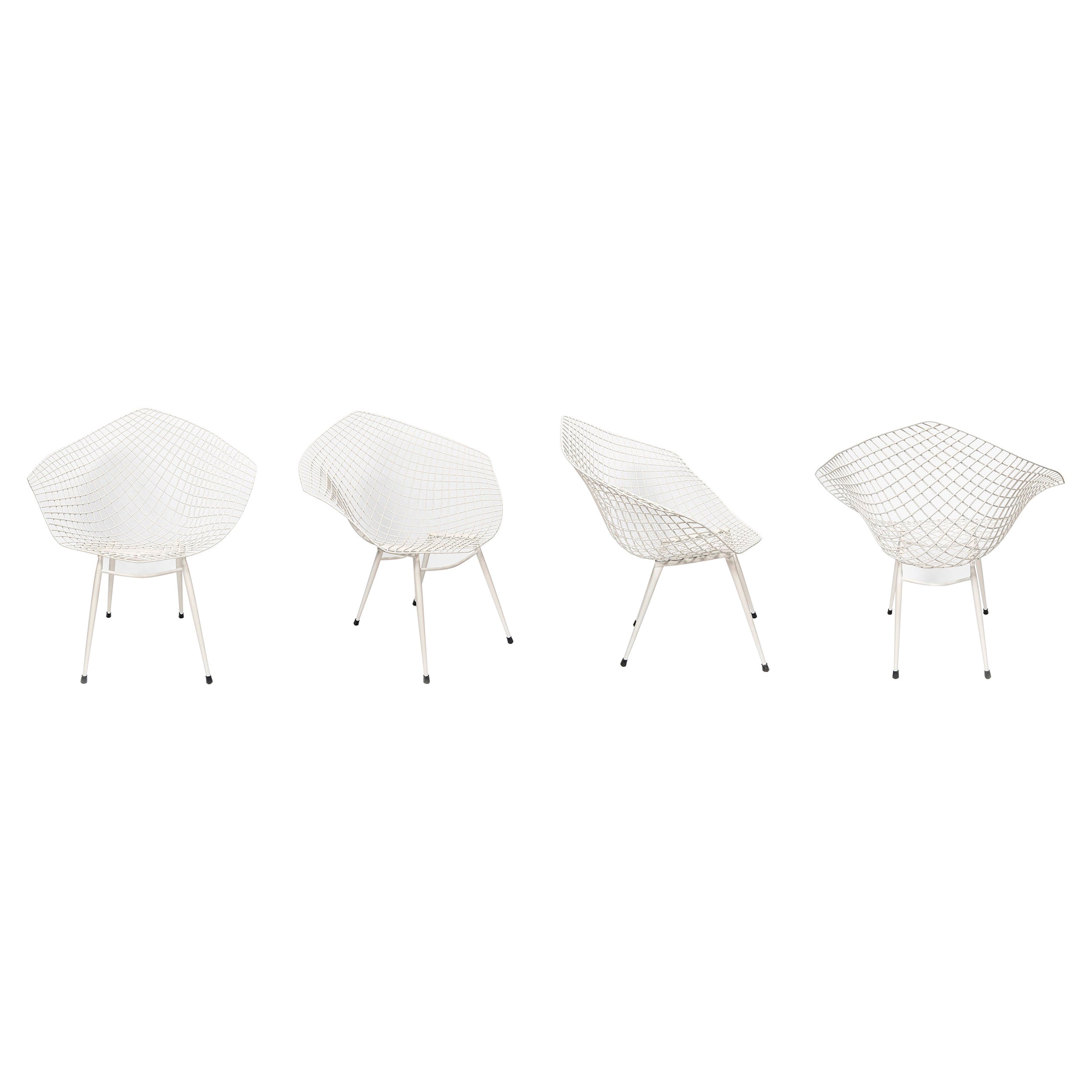 Set of Four Diamond Chairs in the Style of Harry Bertoia, United States, C. 1960