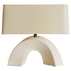 Contemporary Cream Lacquer Twisted Arch Table Lamp by Robert Kuo
