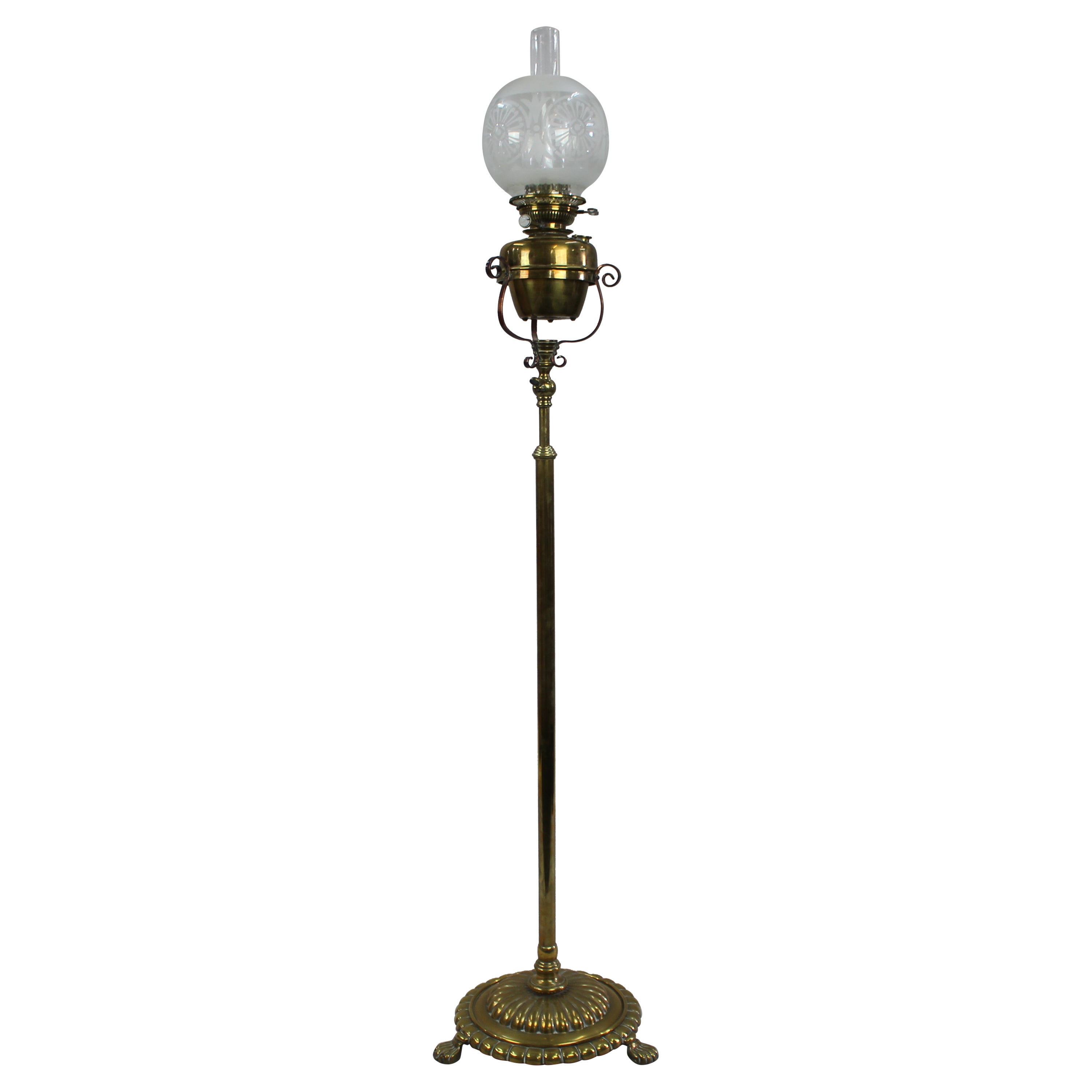 Victorian Telescopic Brass Standard Oil Lamp For Sale