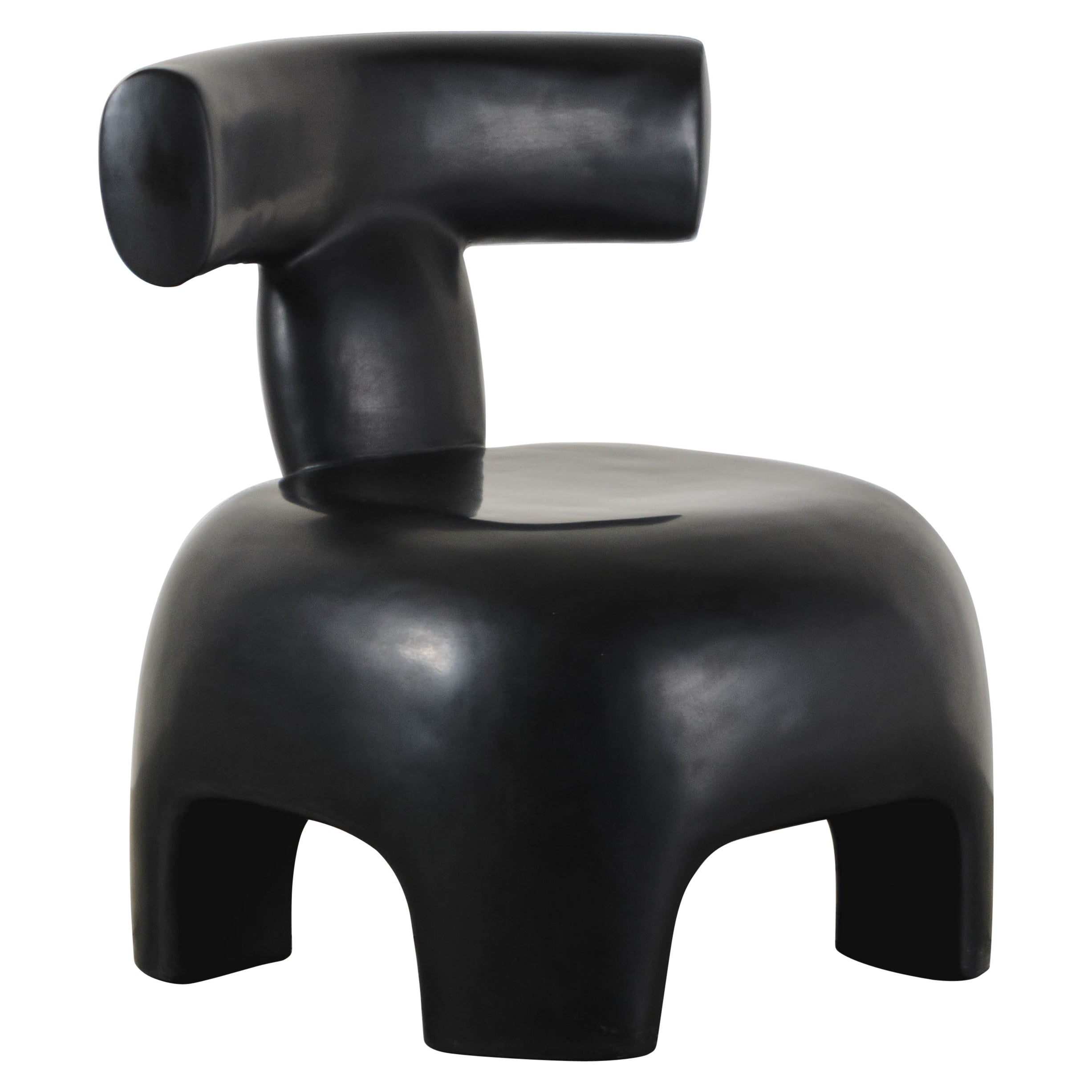 Back Rest Chair, Black Lacquer by Robert Kuo, Handmade, Limited Edition
