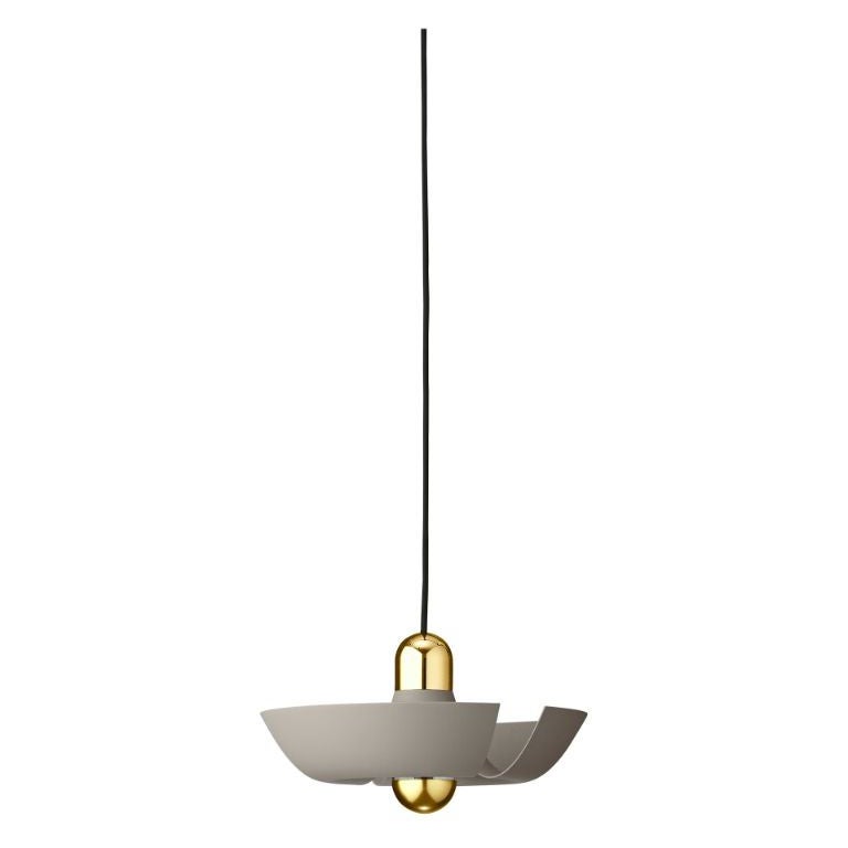 Small Taupe and Gold Contemporary Pendant Lamp For Sale
