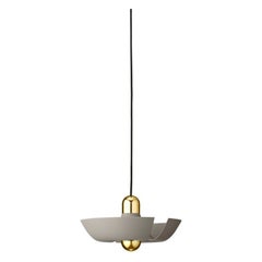 Small Taupe and Gold Contemporary Pendant Lamp