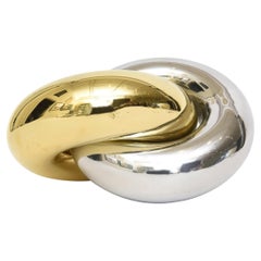 Intertwined Twisted Brass and Chrome Plated Ring Sculpture Vintage