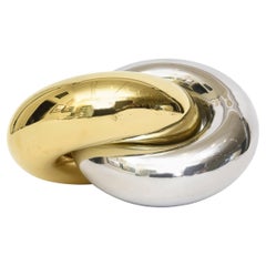 Intertwined Twisted Brass and Chrome Plated Ring Sculpture Vintage
