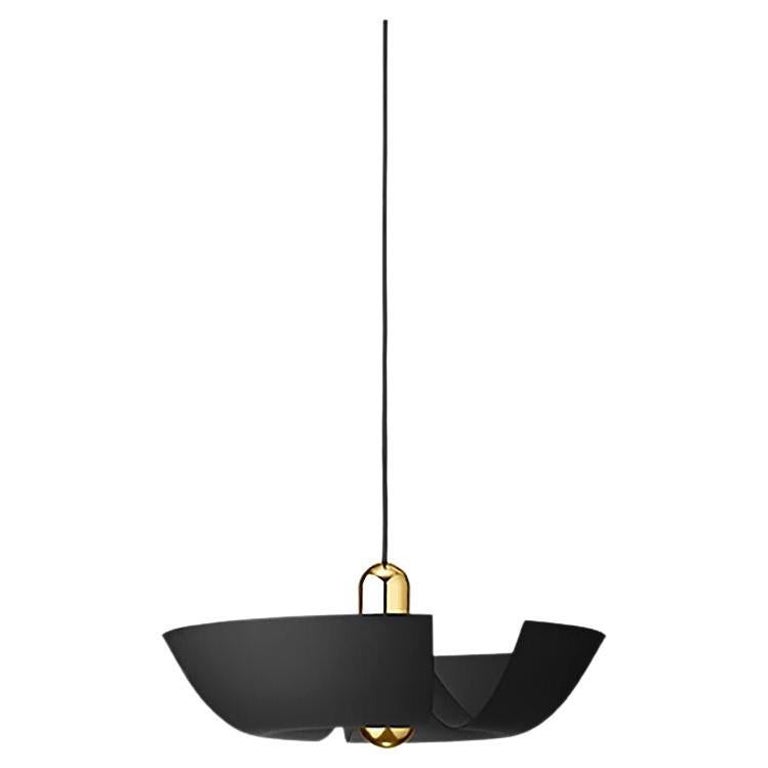 Große schwarz-goldene Contemporary Pendelleuchte 