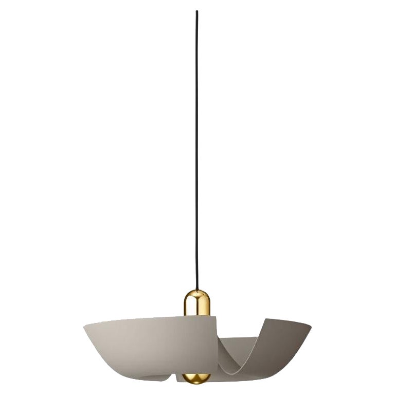 Large Taupe and Gold Contemporary Pendant Lamp  For Sale