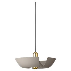 Große Contemporary Pendelleuchte in Taupe und Gold 