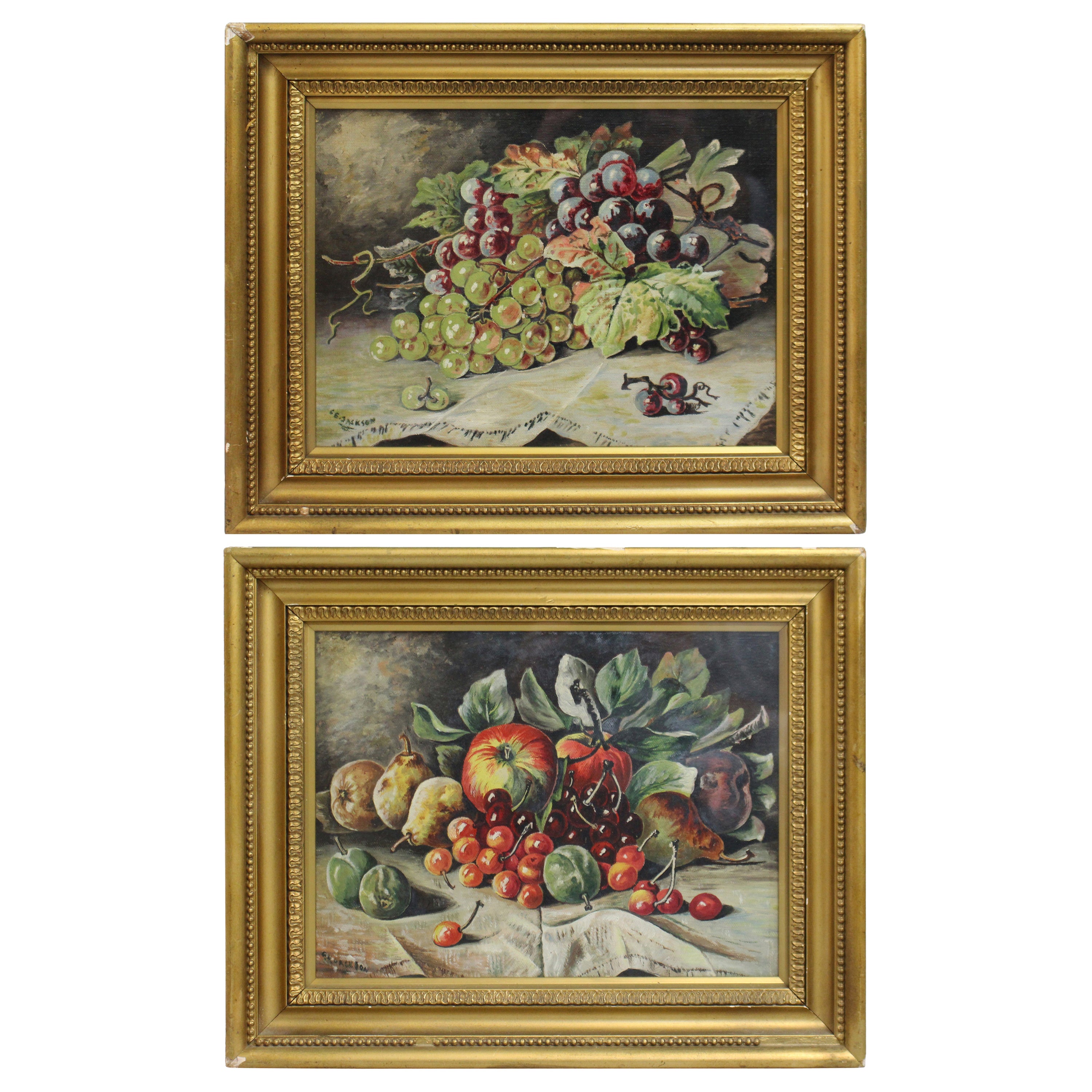 Pair of Signed Still Life Paintings Oil on Canvas For Sale