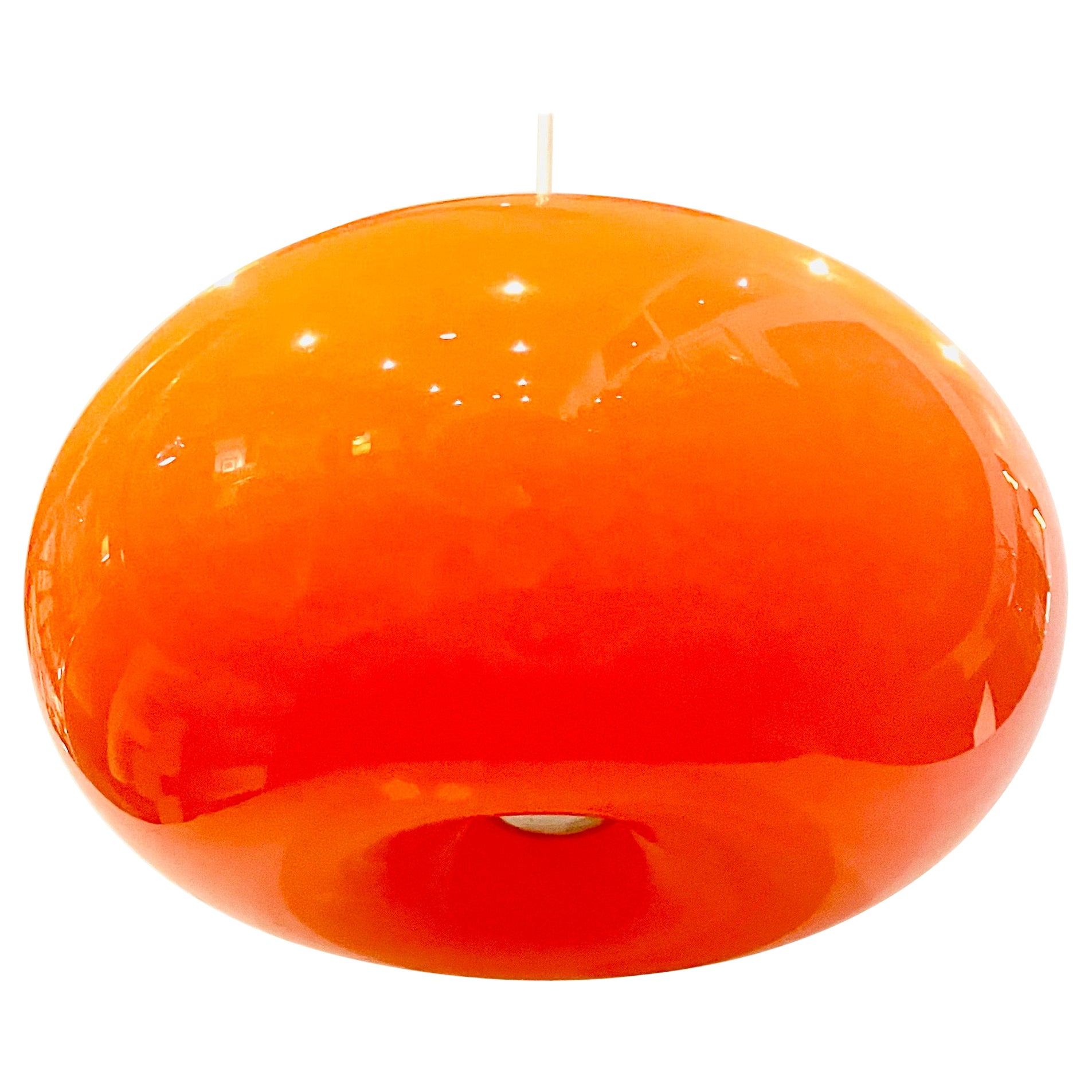 Space Age Rare Orange Glass Italian Hanging Lamp