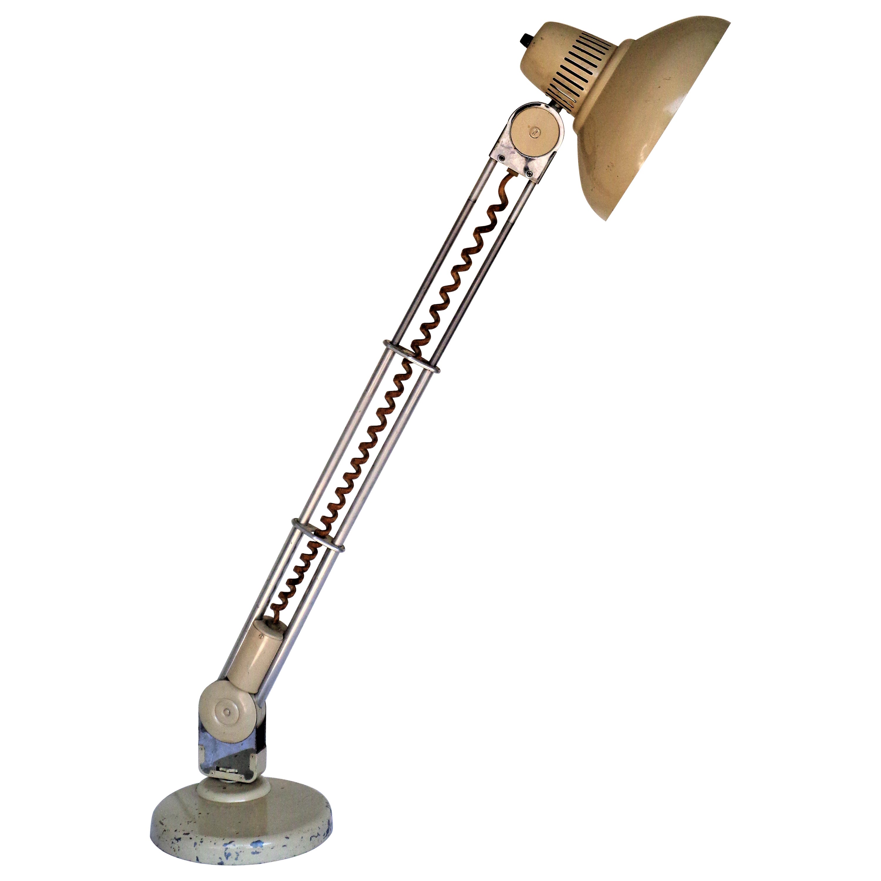 Lampe pivotante industrielle américaine télescopique, vers 1950 en vente