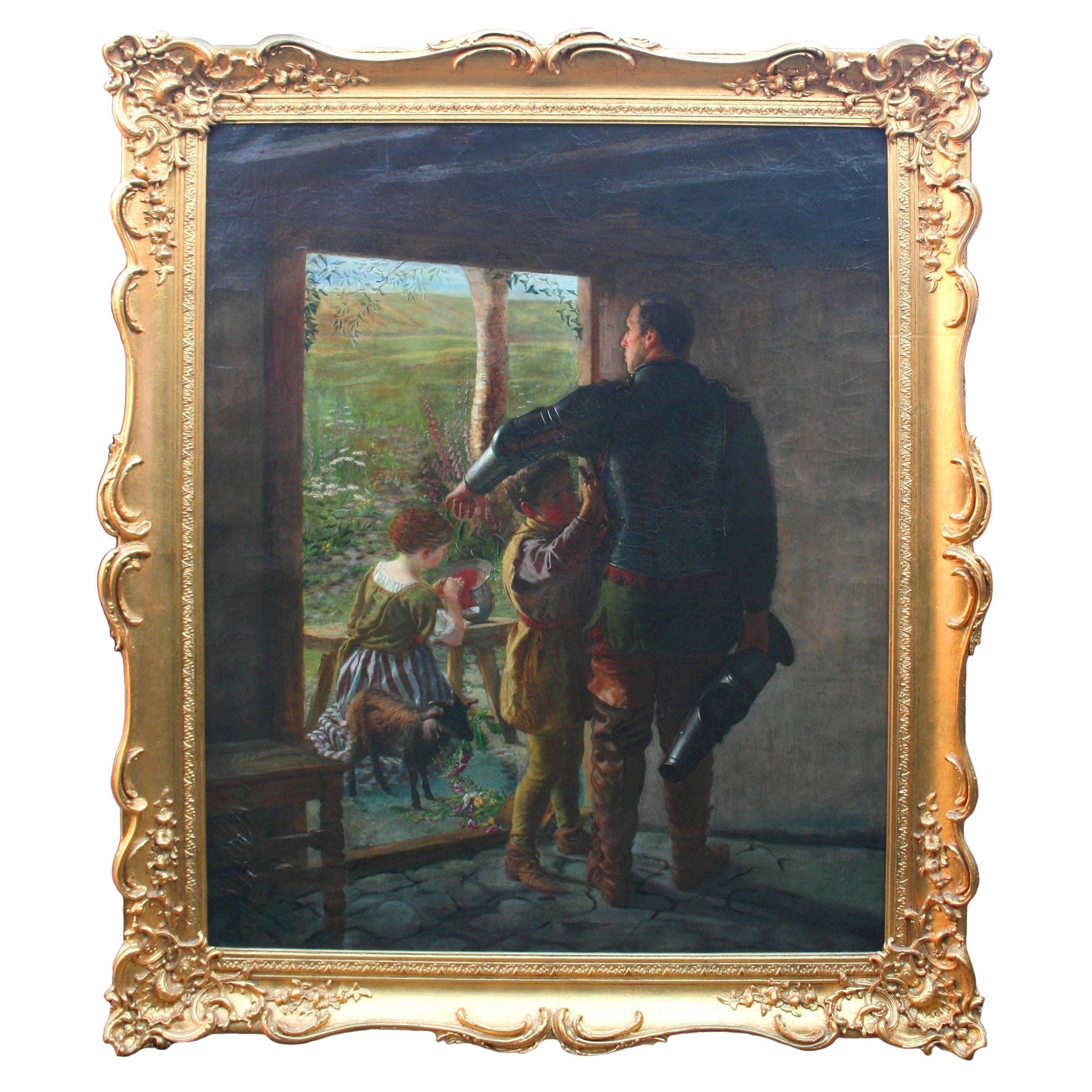 'A Call to Arms' Fine Pre Raphaelite Painting Oil on Canvas