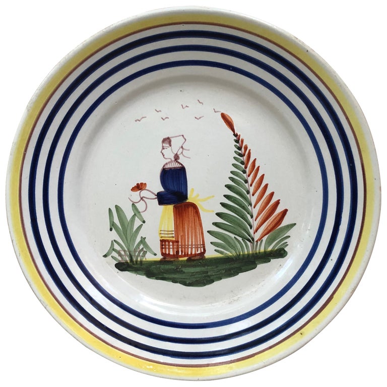 French Faience Plate Henriot Quimper, circa 1930 For Sale at 1stDibs