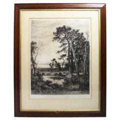 Large Edwardian Landscape Engraving Set in Mahogany Frame