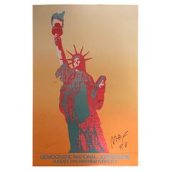 Vintage DNC 1980 Statue of Liberty Poster Signed by Peter Max