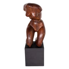 Sculpture de torse de femme nue en bois sculpté, artiste inconnu