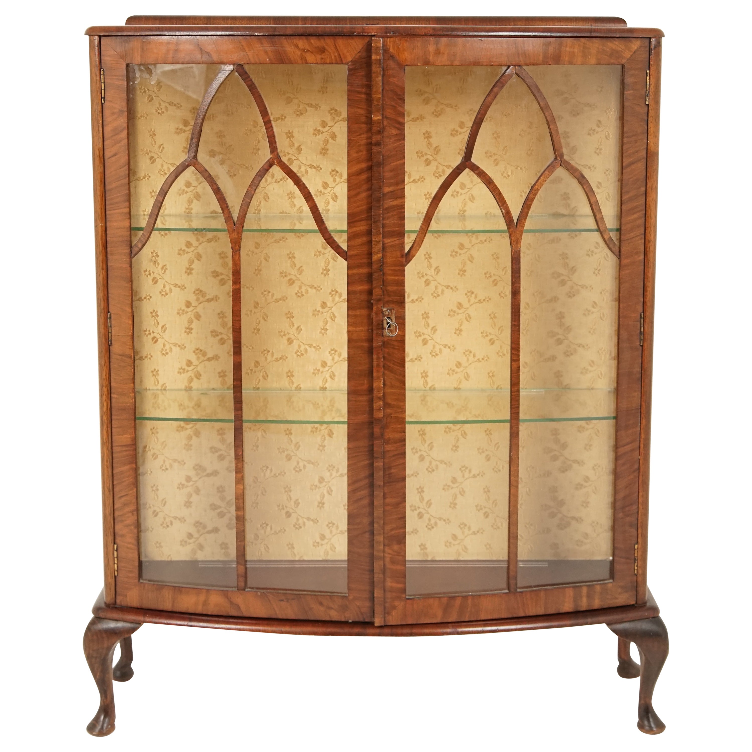 Antique Art Deco Bow Front China, Display Cabinet, Scotland 1930, B2735