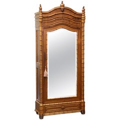 Used Faux Bamboo Armoire of Long Leaf Pine and Cherry from France