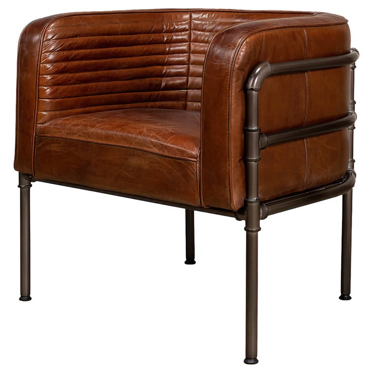 Industrial Modern Leather Armchair at 1stDibs | leather guest chairs, industrial  leather armchair