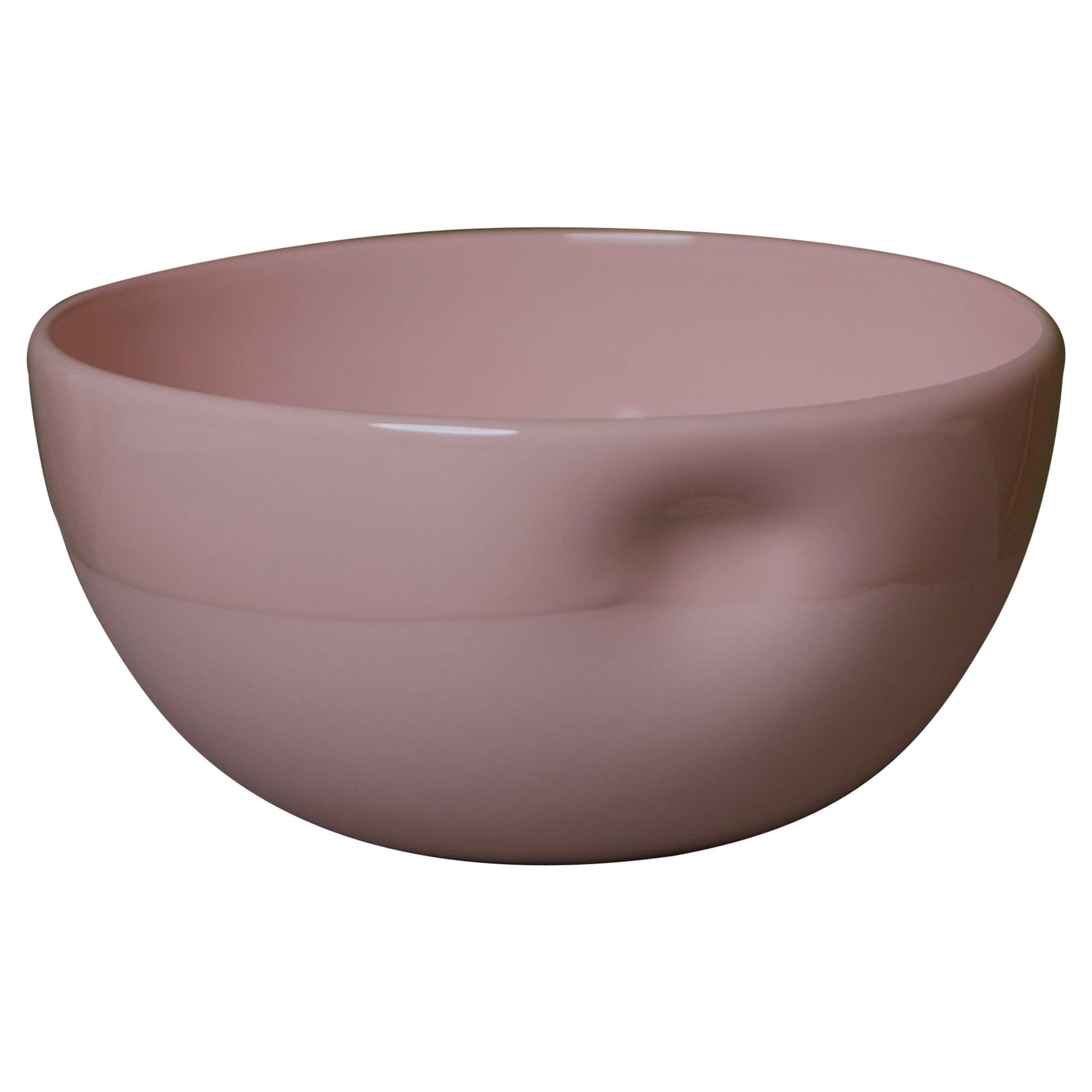 Large Dimpled Porcelain Bowl in Dusty Pink