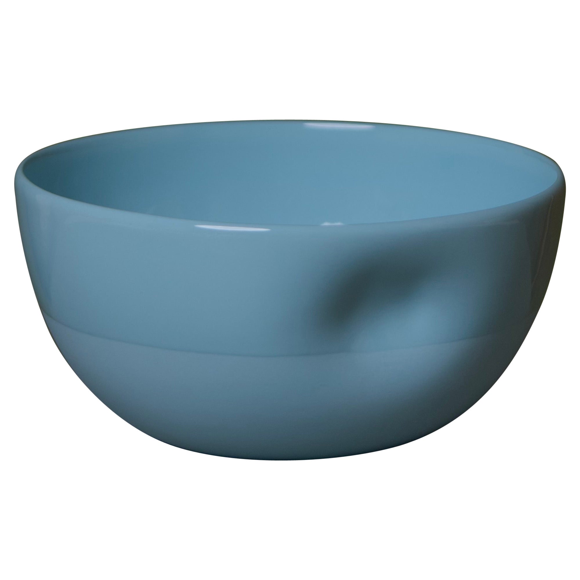 Large Dimpled Porcelain Bowl in Denim Blue