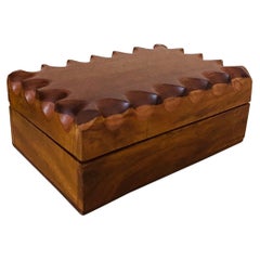 Mid-Century Modern Hand Carved Trinket Box in Walnut Wood, Denmark, c. 1960
