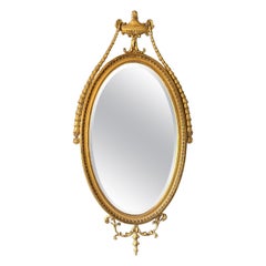 English Adam Style Oval Gilt Mirror, Early 20th Century