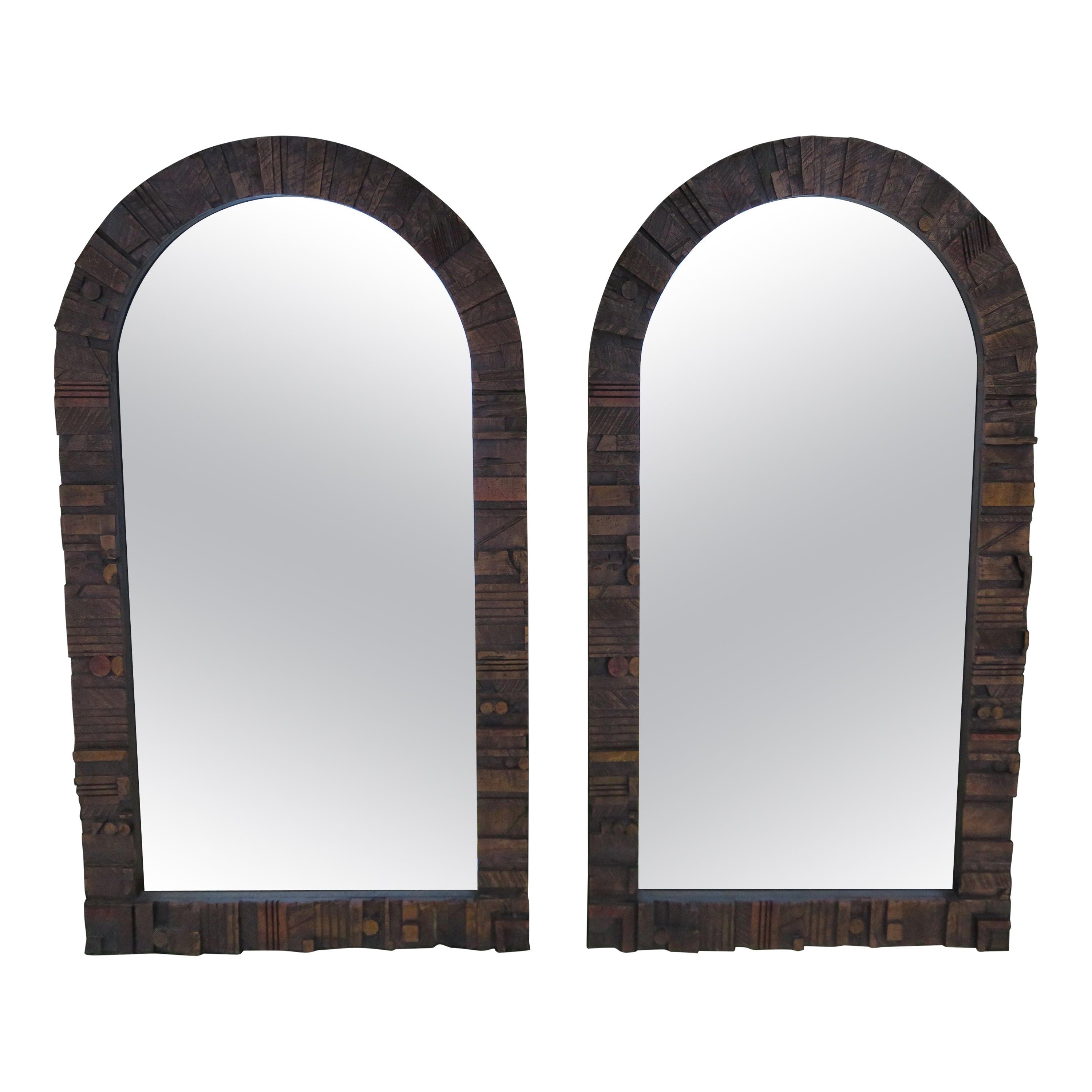 Fabulous Pair of Brutalist Arched Pueblo by Lane Mirrors Mid-Century Modern