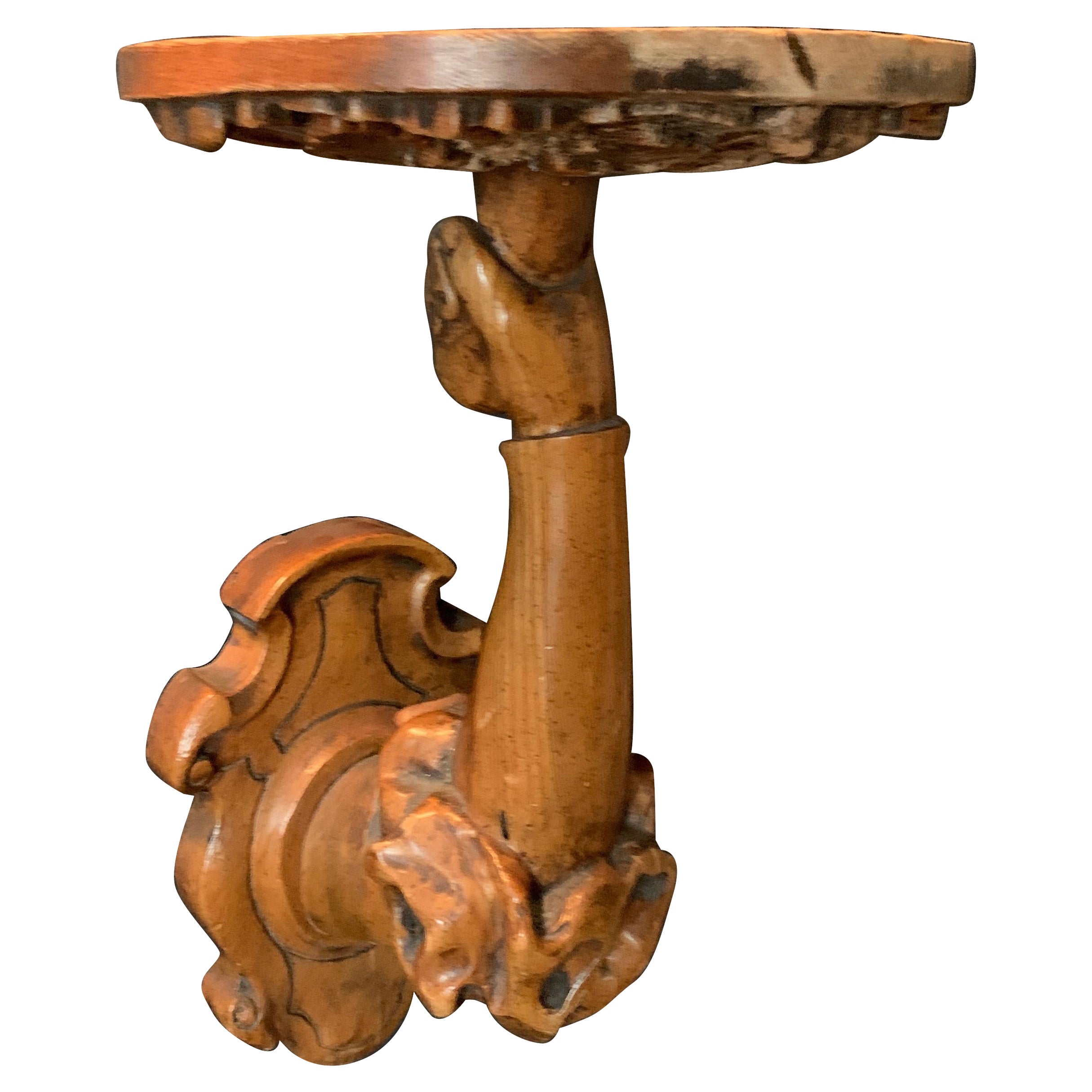 Hand Carved Wooden Bracket of a Hand Holding Shelf
