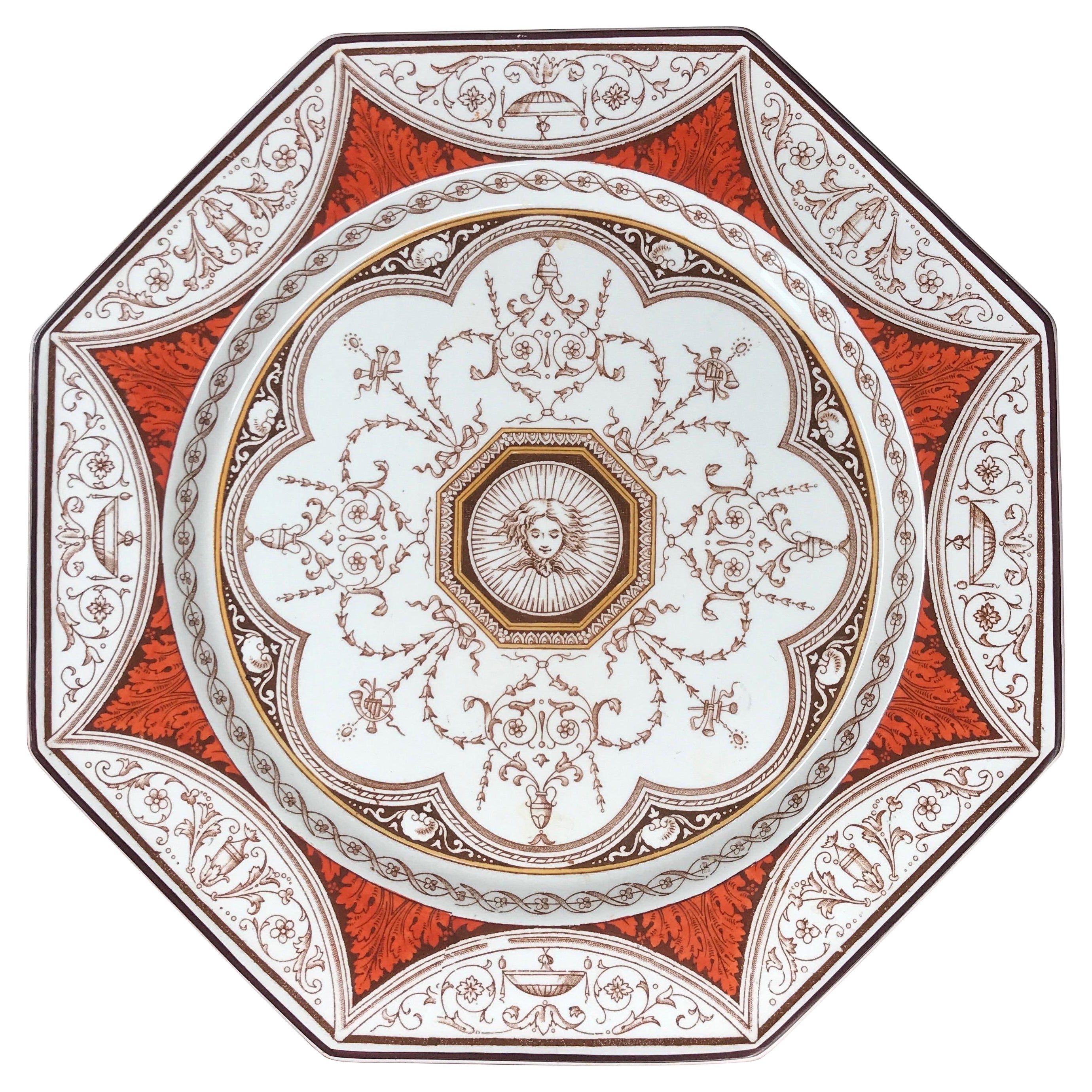 Minton Aesthetic Movement Plate, Holland Pattern, Marked 1888 For Sale