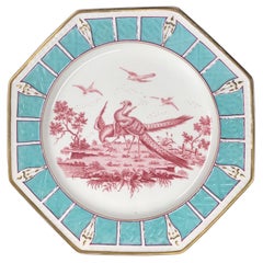 Wedgwood Earthenware Plate, with Exotic Birds and Turquoise Border, Dated 1883