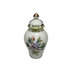Herend Queen Victoria Green Miniature Vase with Lid
