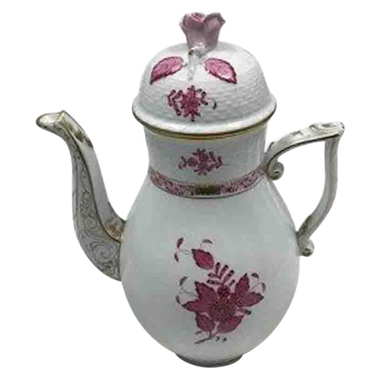 Herend Hungary Apponyi Purple Coffee Pot No 611 For Sale