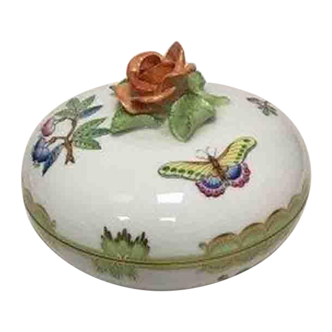 Herend Queen Victoria Green Sugar Bowl no 7605 / VBA For Sale