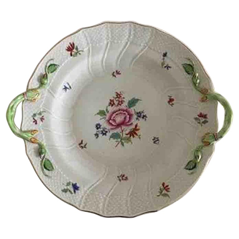 Herend Hungary Cake Dish, Hand-Painted Flowers For Sale