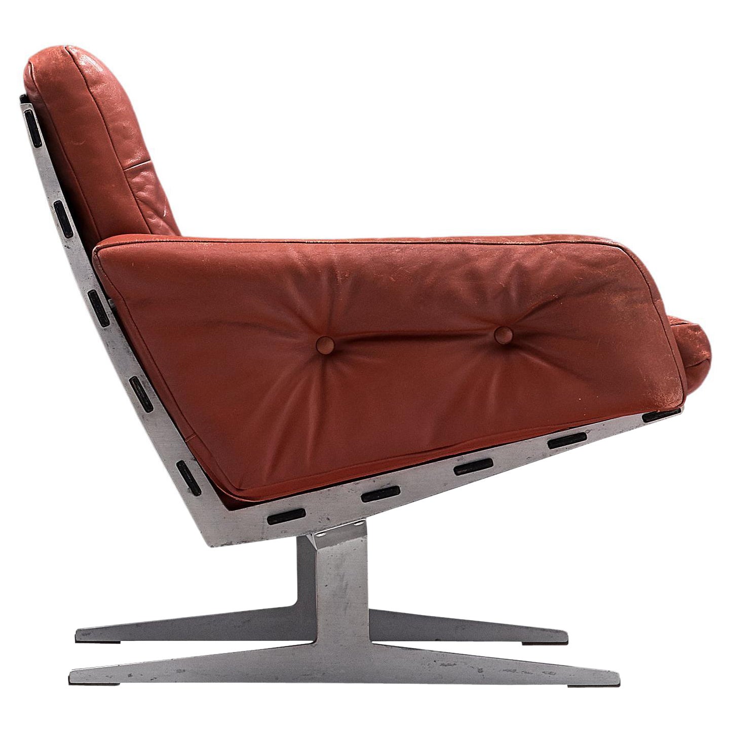 Paul Leidersdorff for Cardo 'Caravelle' Lounge Chair in Red Leather
