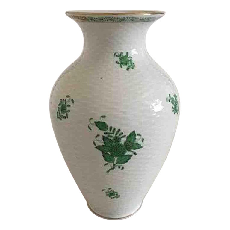 Herend Hungarian Chinese Bouquet Green Vase For Sale at 1stDibs