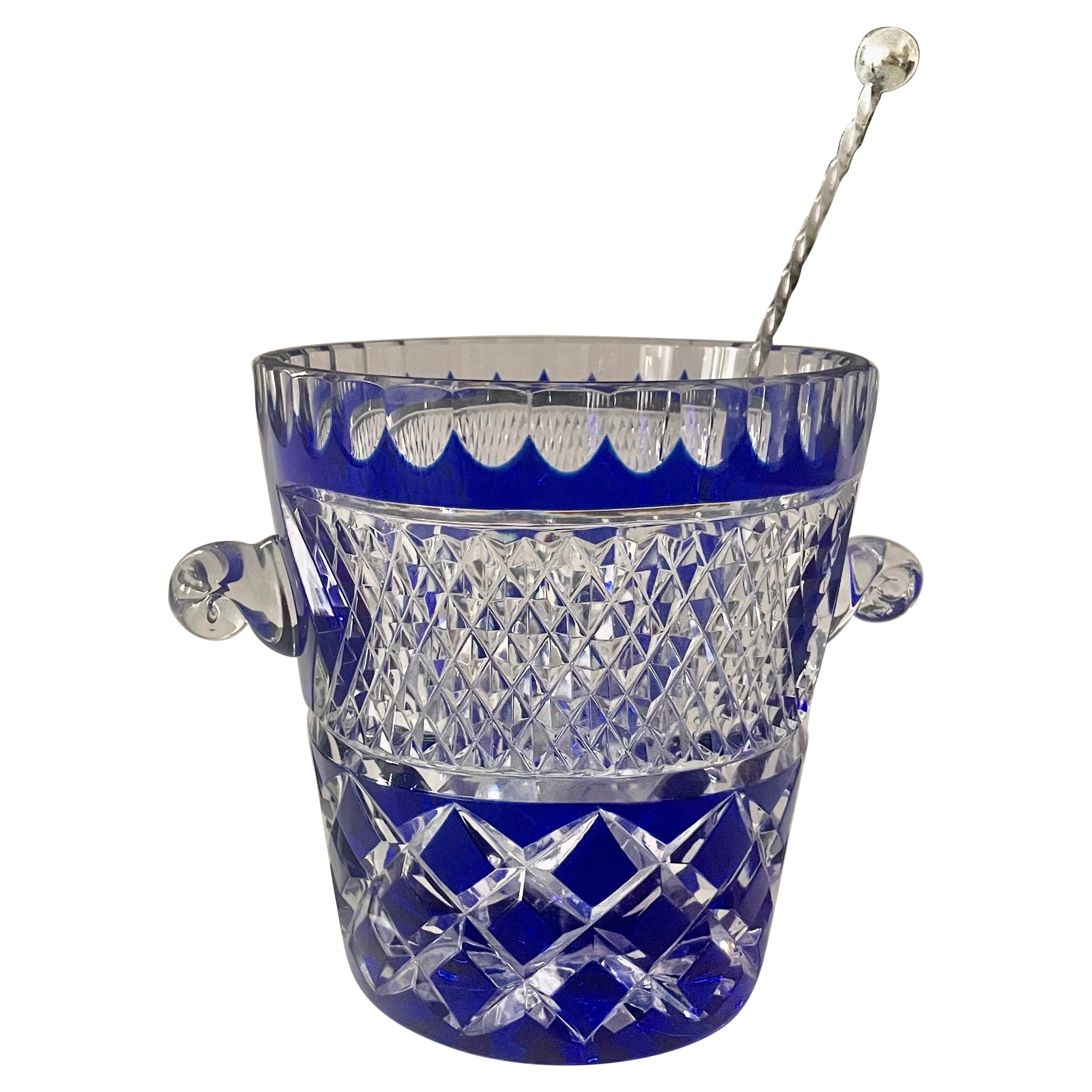 1980's French Vintage Crystal De Boheme Ice Bucket For Sale