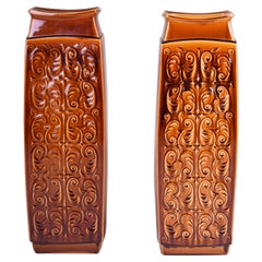 Pair of Ceramic Vases Made in Czechia, Original Condition, Mid Century