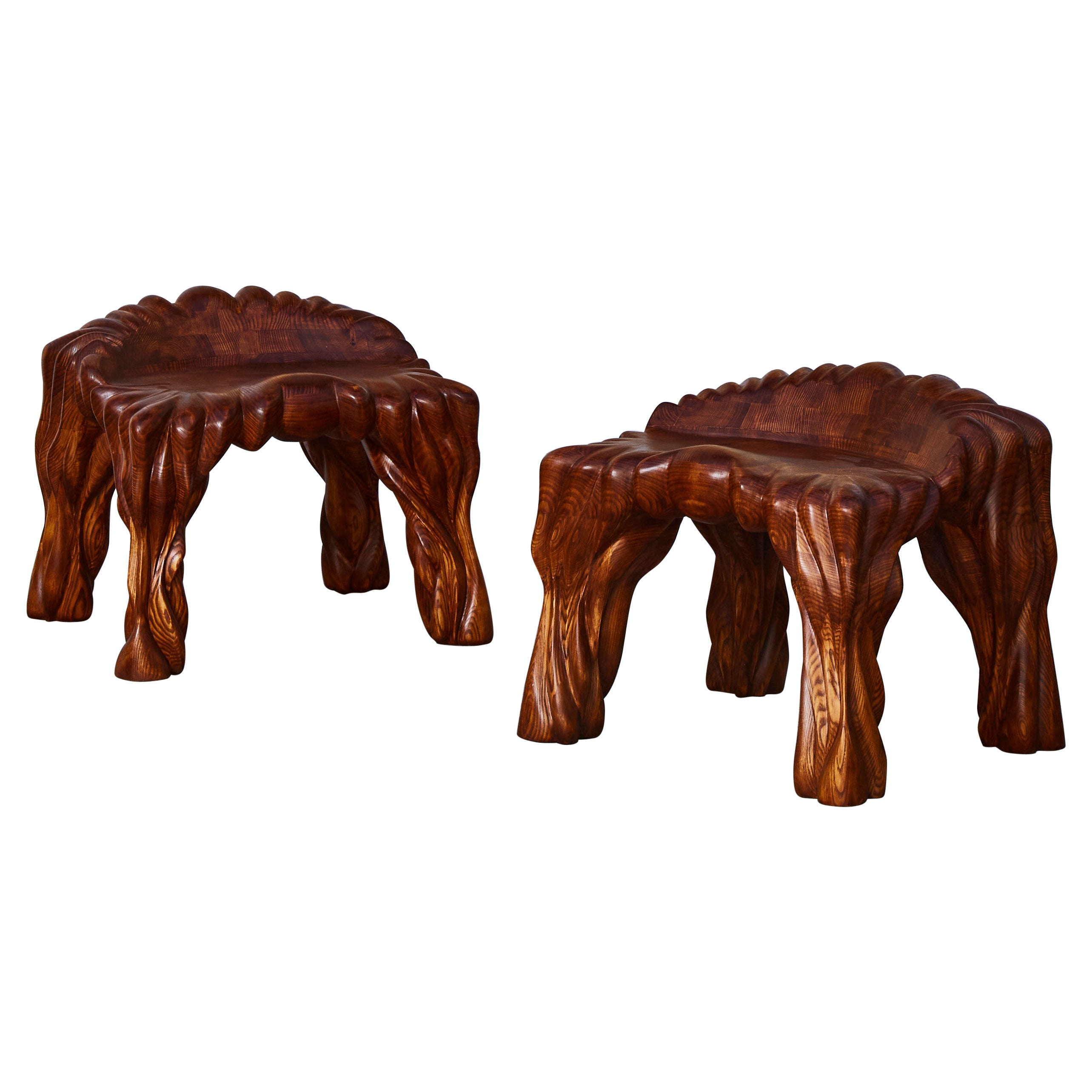 Wooden Stools by Nicolet For Sale