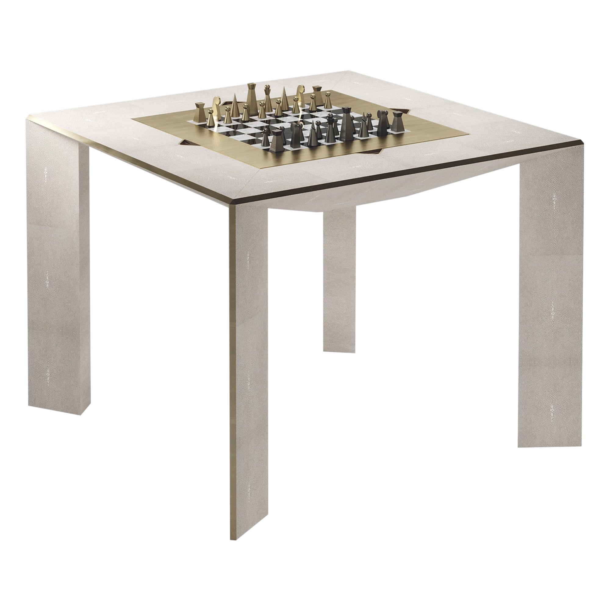 Table de jeu en galuchat avec accents en bronze-patina et laiton R&Y Augousti