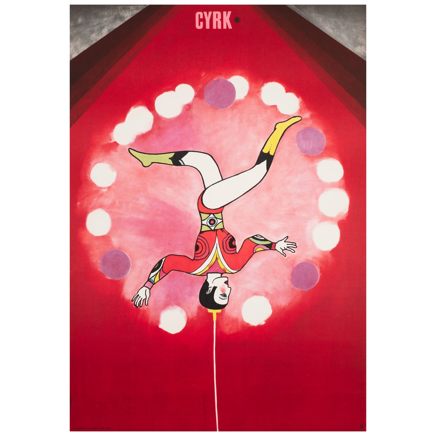 Polish, Cyrk, Circus Poster, 1968, Vintage, Balancing Acrobat, Urbaniec