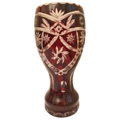 Vintage Bohemian Ruby Crystal Vase