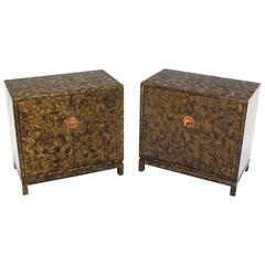 Pair of Asian Style Art Decorated Double-Door Bachelor's Chest Dressers 6