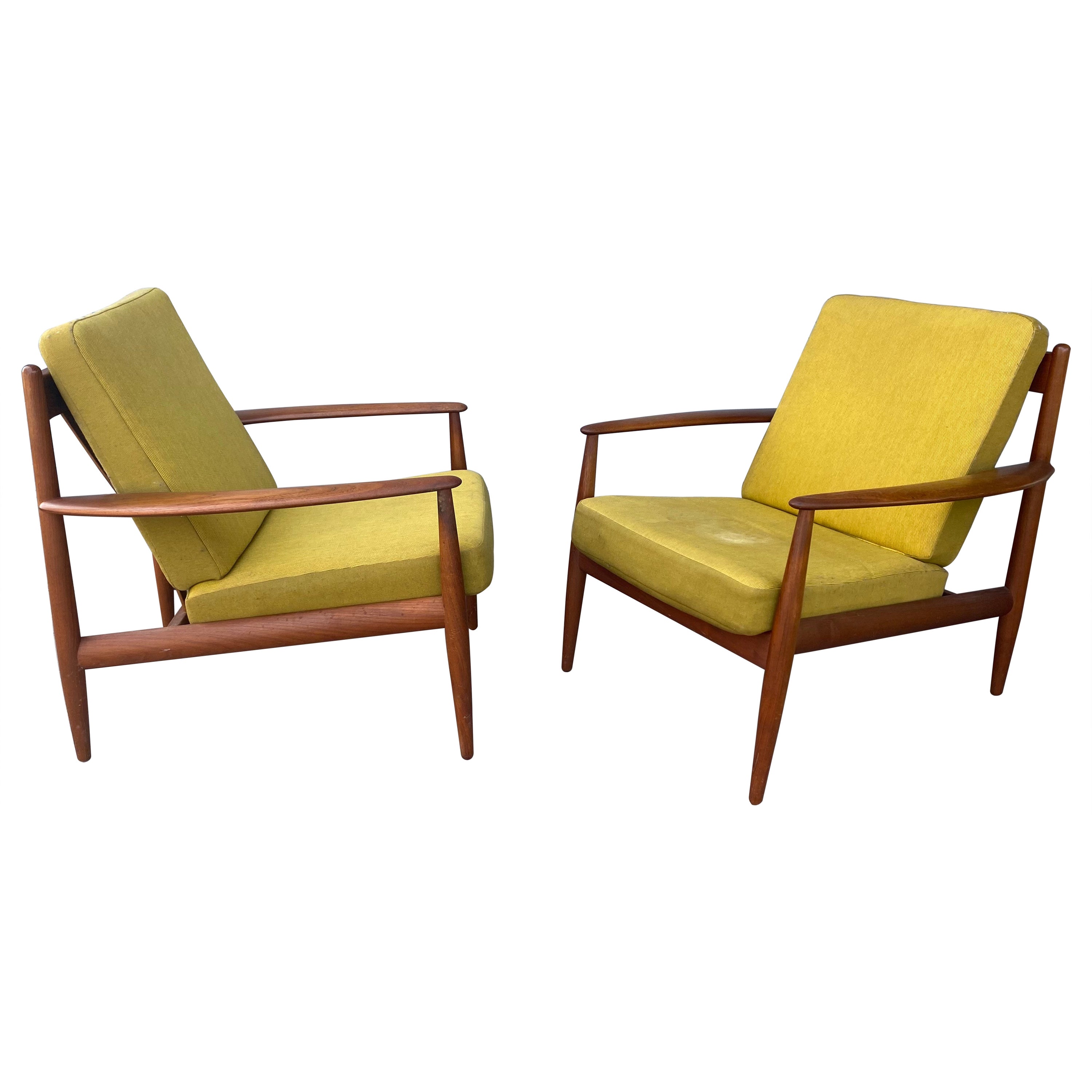 Pair Lounge Chairs by Grete Jalk for France & Son, 1960s, Early Label
