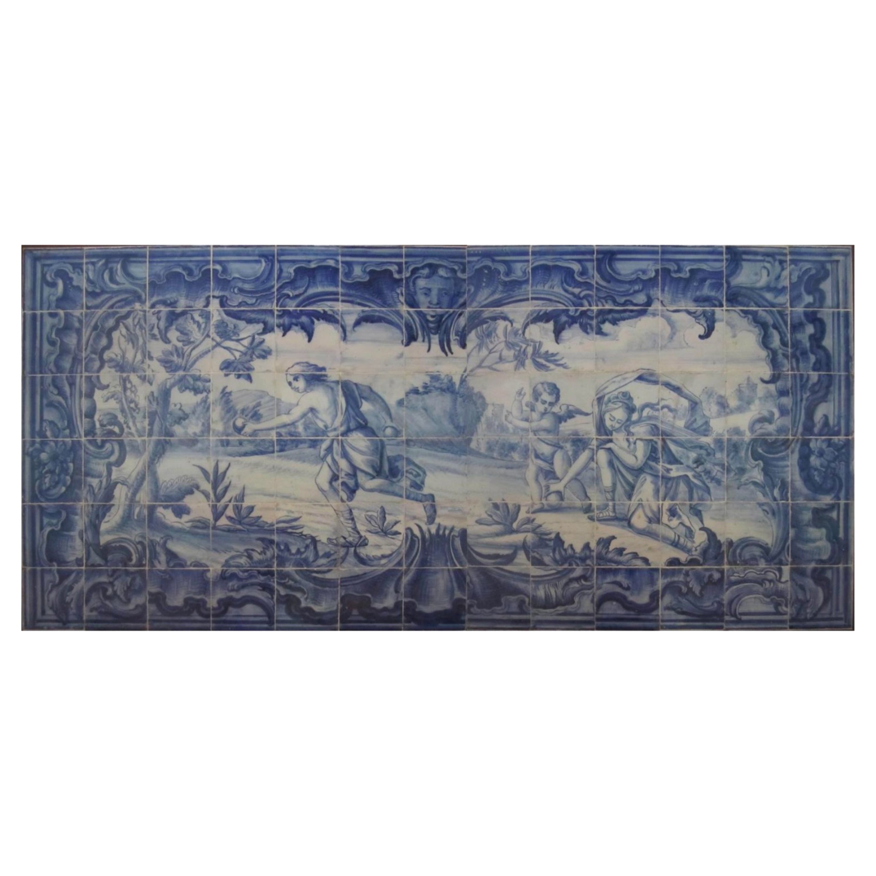 Portugiesische „“ Azulejos „“-Tafel „“ Landschaftsszene“ aus dem 18. Jahrhundert