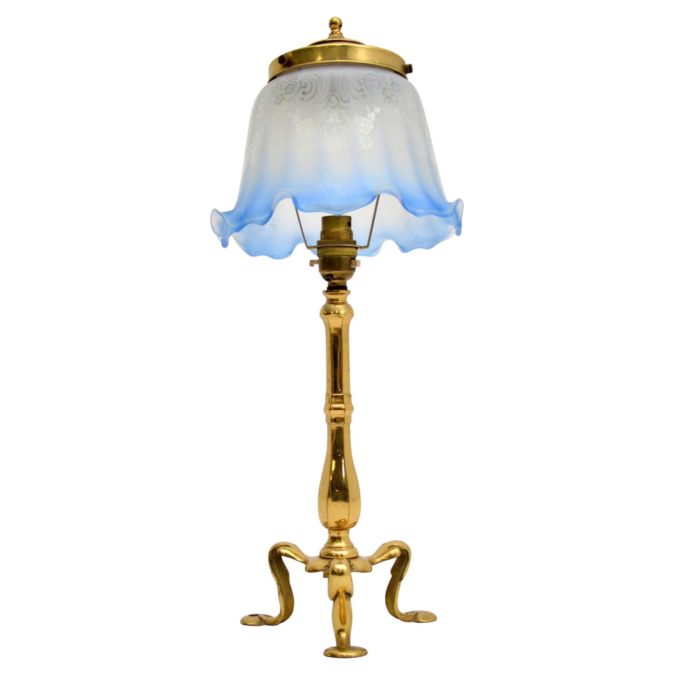 Antique Brass & Glass Table Lamp