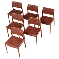 Niels Moller Model 80 teak chairs 6x Denmark 1966